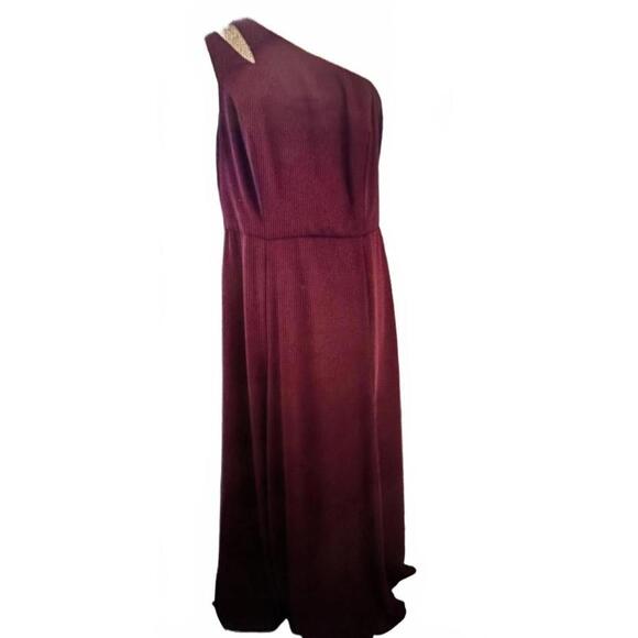 DB Studio Burgundy One-Shoulder Bridesmaid Dress & Free Sash - Size 16 - Picture 7 of 12